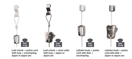 J-rail hooks and cords